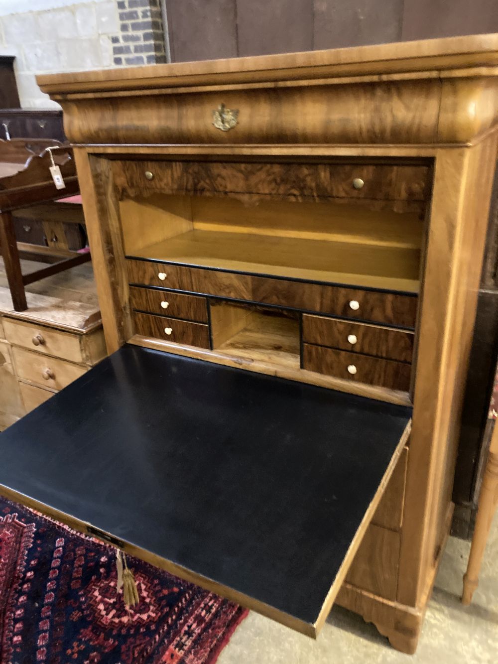 A French walnut secretaire à abbatant, width 109cm depth 51cm height 148cm